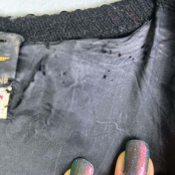 Cyn Les Vintage 1950's Lambs Wool & Angora Sequin Beaded Knit Cardigan Black 40 - Picture 15 of 15